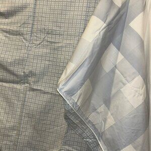 Yves Delorme Paris made France white blue reversible Gingham TWIN duvet cover